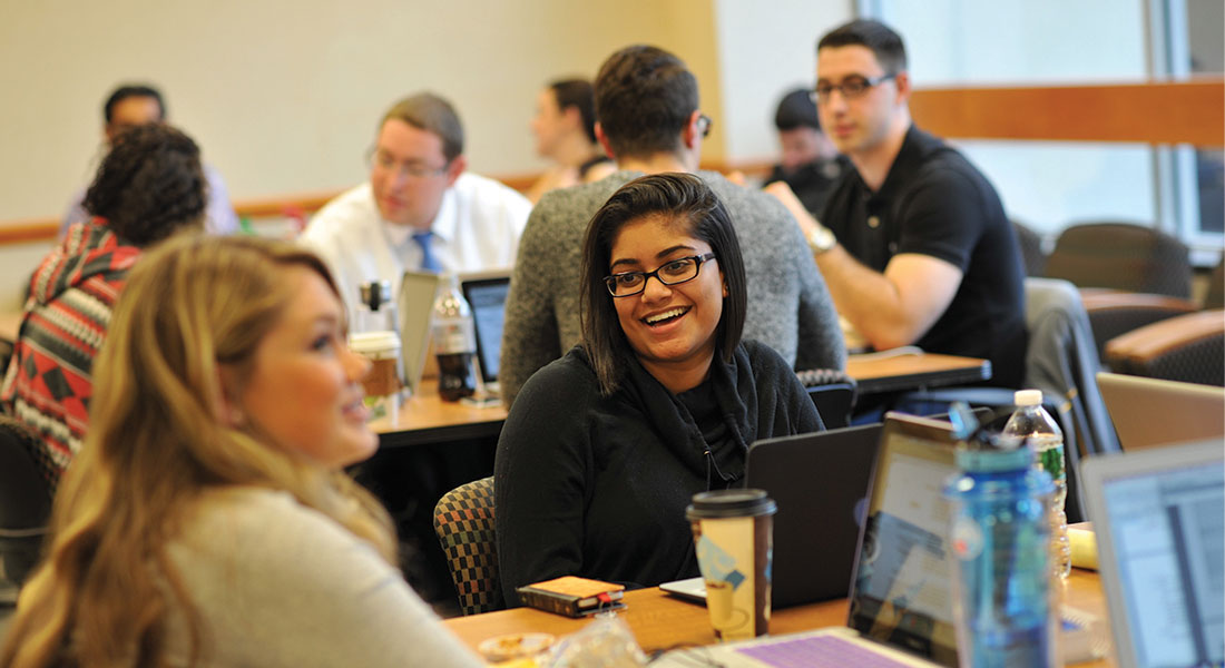 Students Studying in the Student Lounge