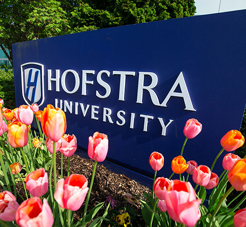 Hofstra University Sign on Campus