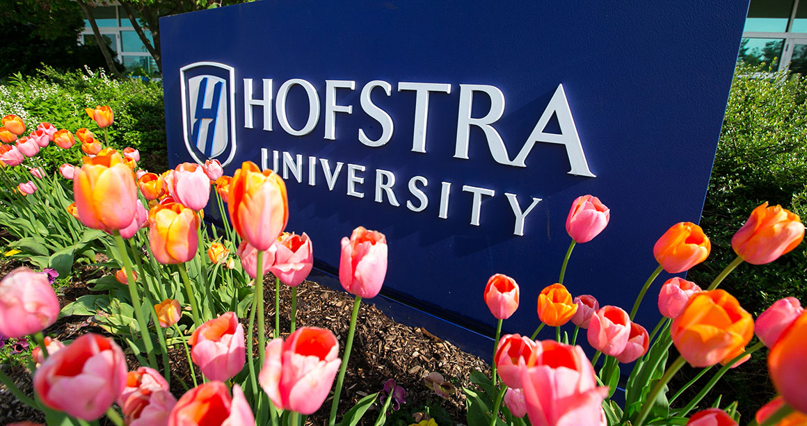 Hofstra University Sign on Campus
