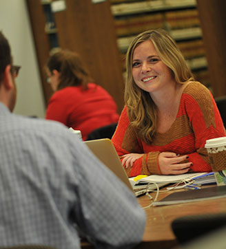 Students Working Together in the Law Library