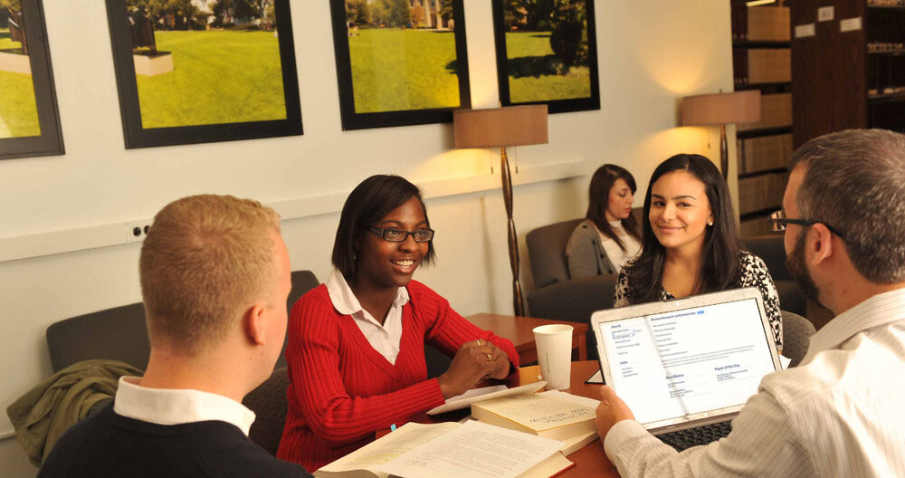 Student Study Group Working Together in the Law Library