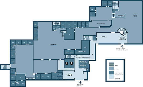 This is a map of the first floor of the law library.