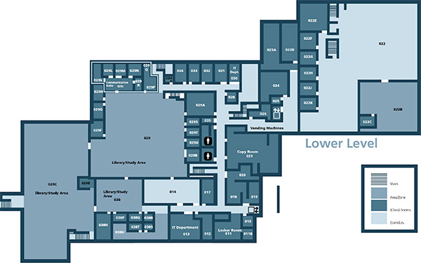 This is a map of the lower level of the law library.