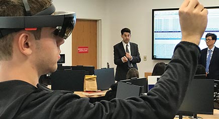 Student Using Virtual Reality Googles in the Classroom