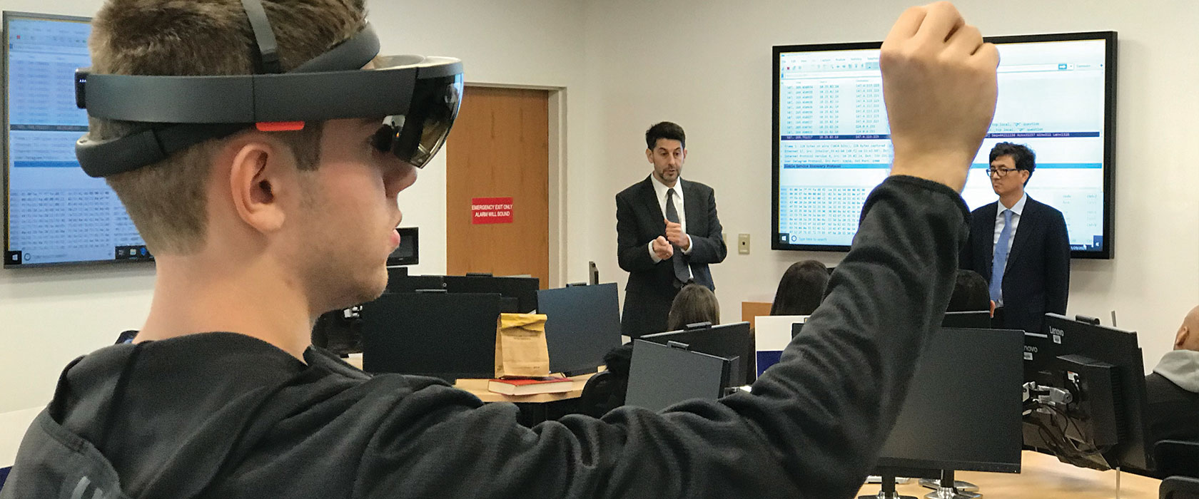 Legal Technology Student Using Virtual Reality Googles in the Classroom