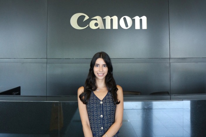 Third-year Hofstra Law student at her summer internship at Canon.
