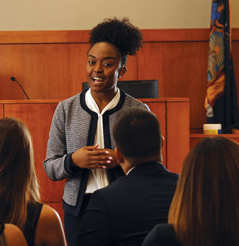 Students in class in the Moot Court Room