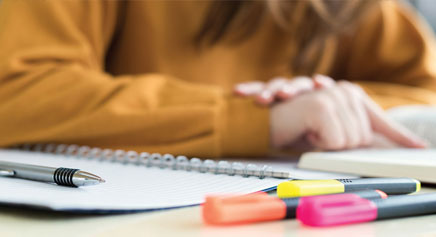 Student studying in the library.