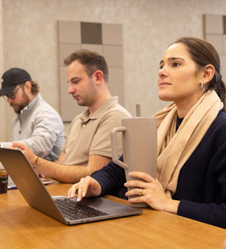 Three law students in class