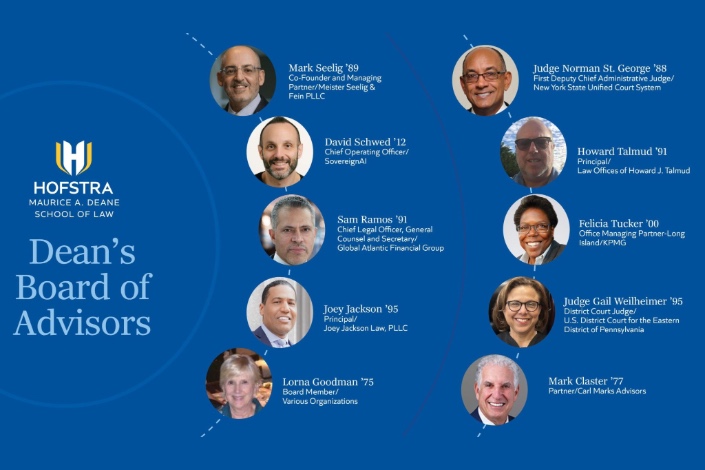 Five people pose for a picture together at the 10th anniversary of the pro bono program.